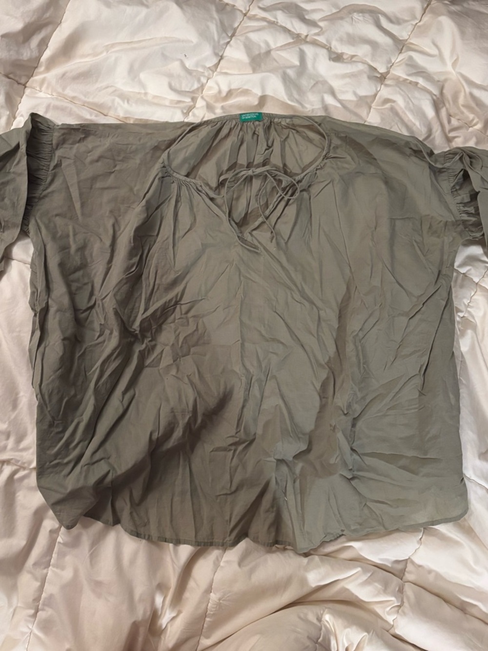 Olive Green Wide Neck Blouse